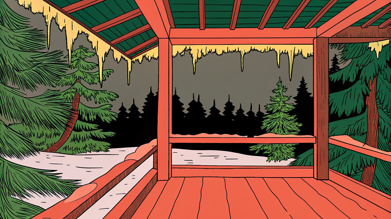 A robust deck enduring a heavy Quebec winter snowfall, highlighting the need for construction suited to harsh climates.